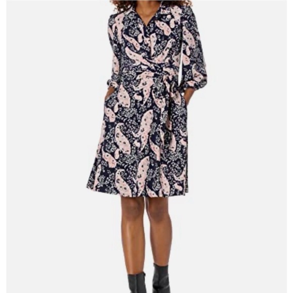 Vince Camuto Navy and Pink Midi Dress - Picture 1 of 11